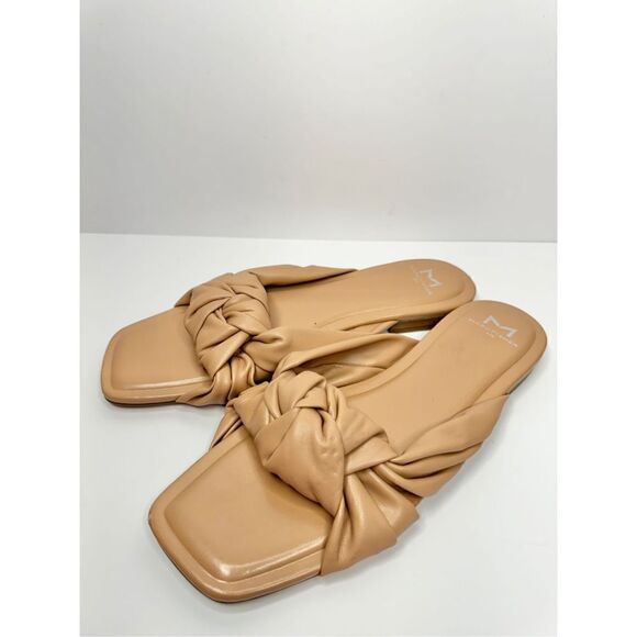Marc Fisher Sandals Womens Size 8.5 Tan Square Open Toe Knot Detail - Picture 3 of 10
